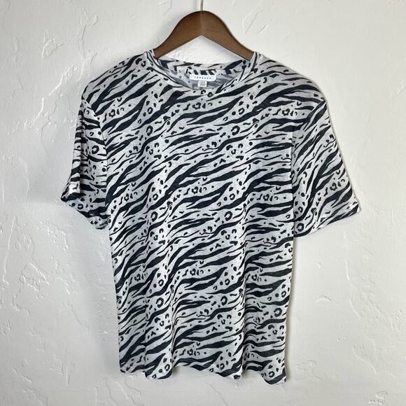 Topshop Tops - Topshop Size 10 T-shirt - Animal Print Black White Sheer